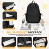 School Backpack Black Waterproof Bookbag Casual Lightweight Laptop Travel Rucksack Daypack School Bags for Boys Girls Teens