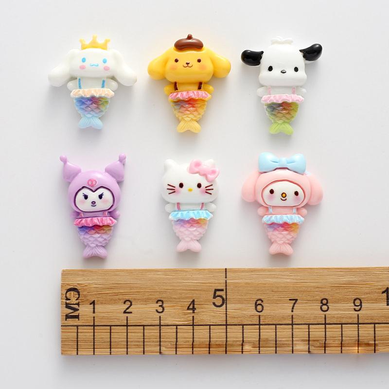 10 Pcs New Mini Kawaii Cartoon Mermaid Animal Kitten Series Resin Scrapbook Diy Jewelry Children Gift Hairpin Accessories A26