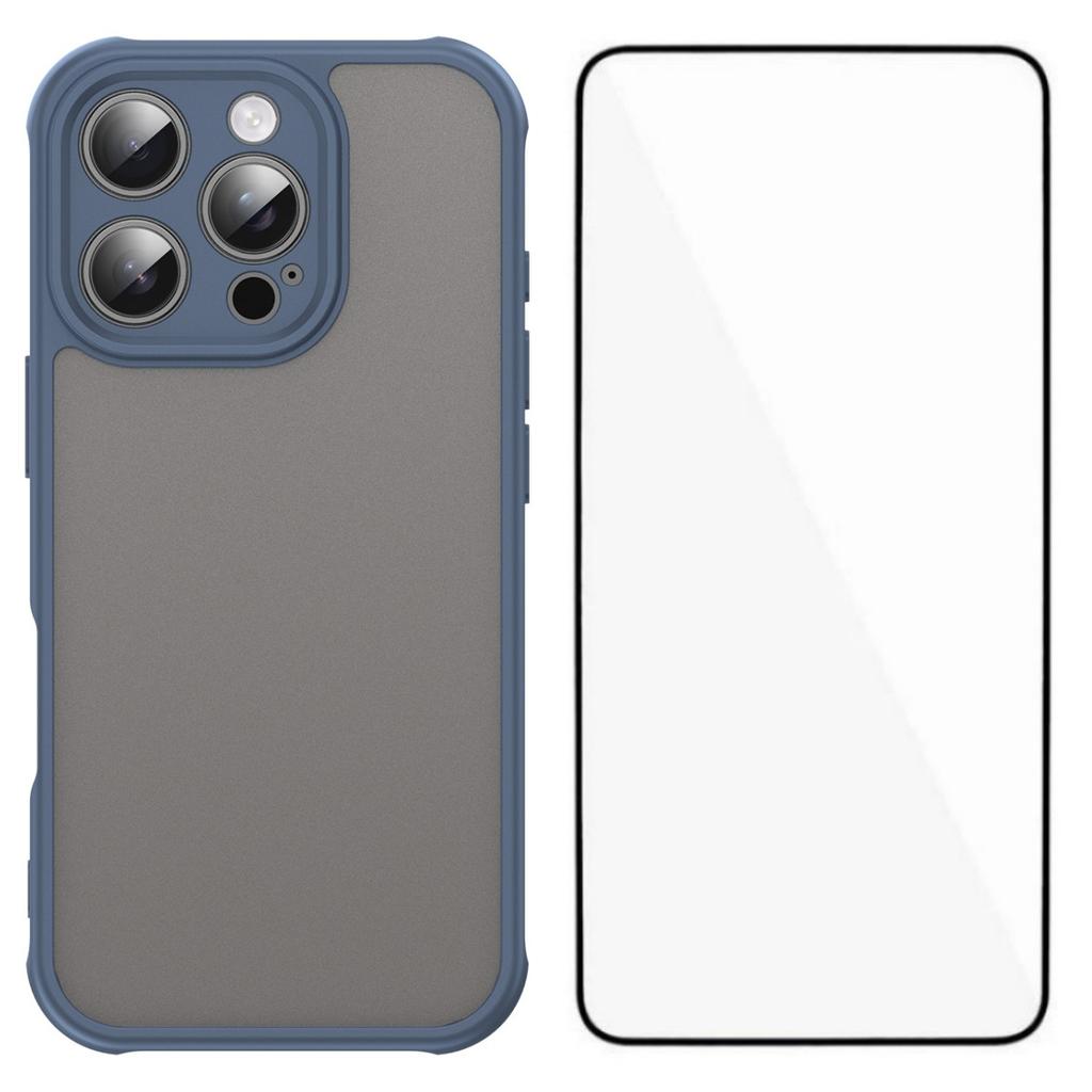 For iPhone 16 Pro Max Case with Screen Film WANLONFENG FD Series Skin Touch TPU PC Phone Back Cover