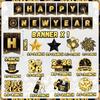 Happy New Year Decorations 2026, Black Gold Happy New Year Banner and New Years Hanging Swirls,New Years Eve Party Supplies Hanging Decoration for