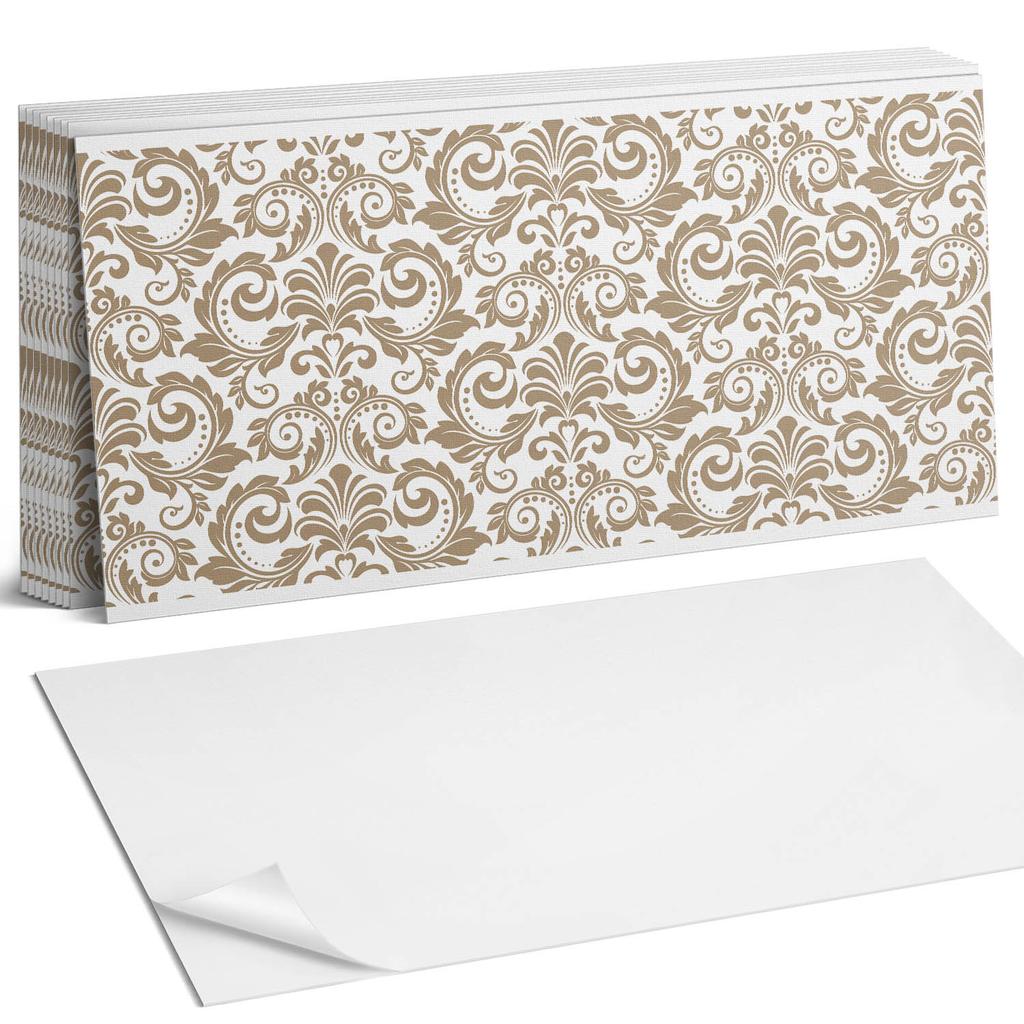 Self-Adhesive Vinyl Tiles With Plant Pattern Print With Ornaments 10X40X20 Cm