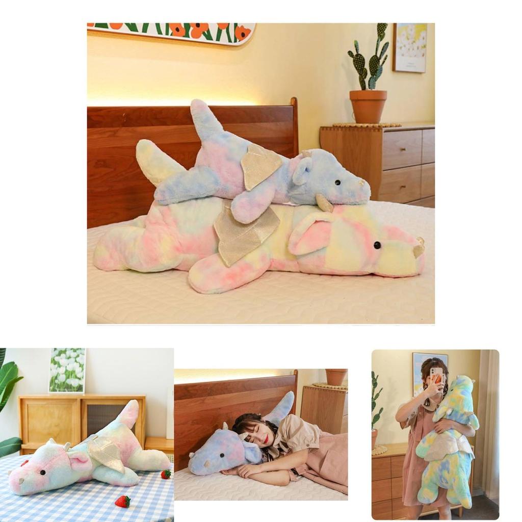 Colorful Small Dragon Plush Toy Pillow Tie-dye Dinosaur Doll Plushie Wholesale Gift