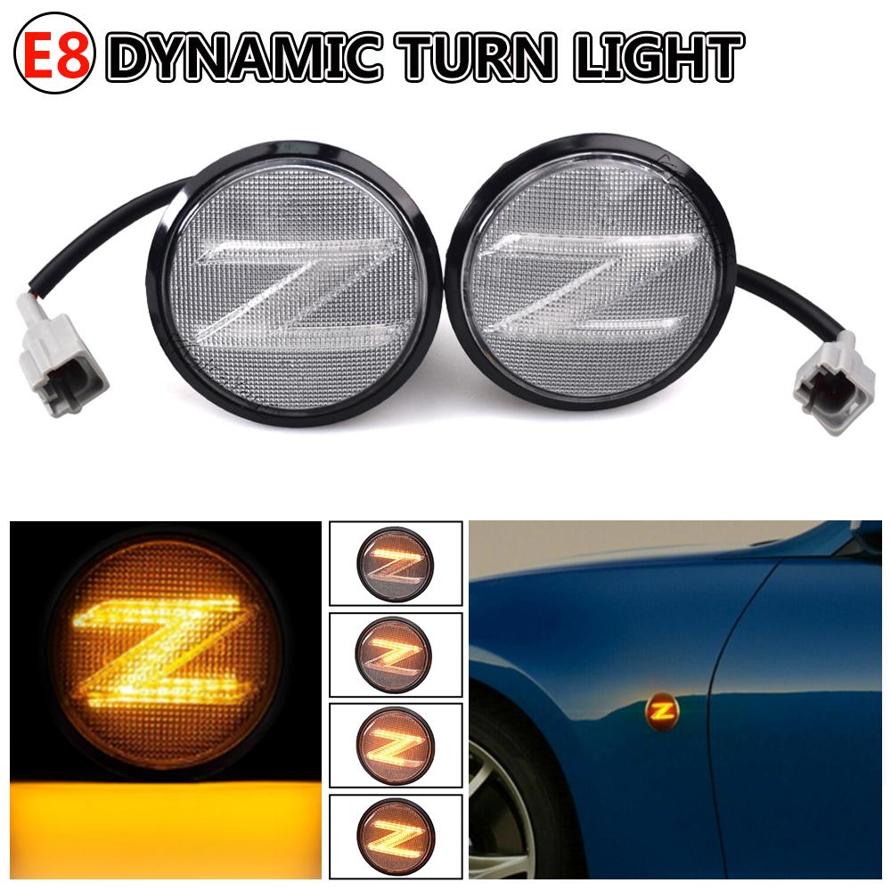 LED Dynamic Auto Side Marker Turn Signal Light Clear For Nissan 370Z Coupe Nismo Roadster Fairlady Z Z34 Dynamic Crystal Type