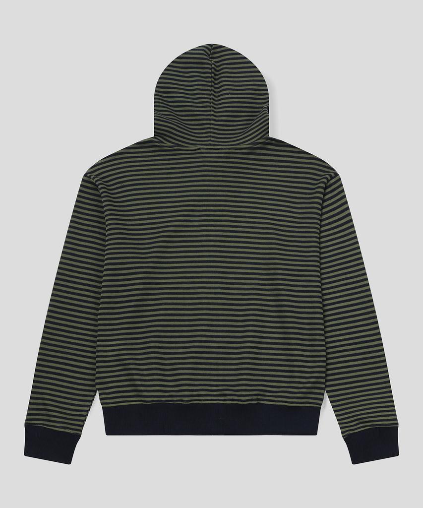 Slow Record House Striped Knit Zip-Up Hoodie_Khaki