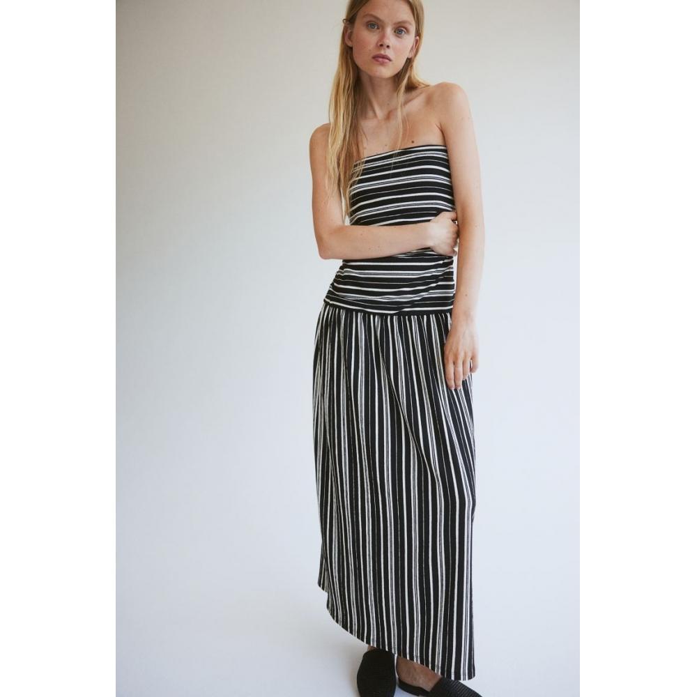 

H M Strapless dress black stripe
