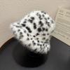 2025 Winter Puffy Faux Fur Bucket Hats Women Fashion Leopard Print Plush Sun Hats Thickened Warm Imitation Fur Panama