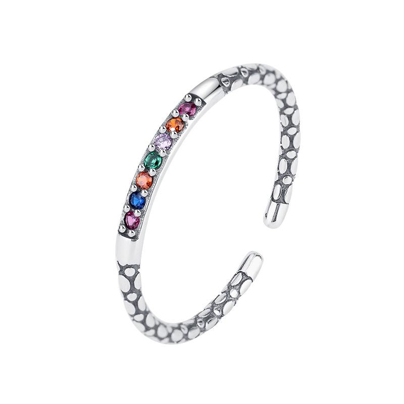 

Кольцо из тайского серебра S925 пробы с цветным бриллиантом и тайским дизайном, роскошное кольцо на указательный палец с радужным светом