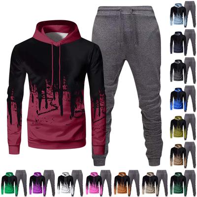 Mens Hooded Sports Tracksuit Unisex Two-Piece Running Outfits Long Sleeve Pullover Hoodies Sweatshirt+Sweatpants Set