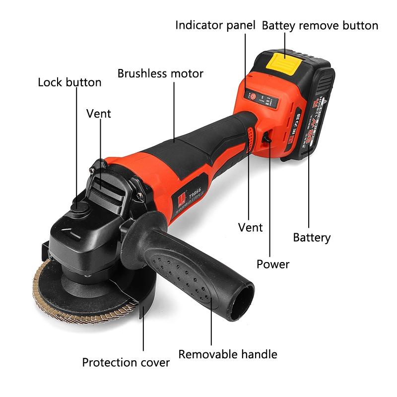 12800mAh Electric Cordless Angle Grinder Polisher Sander Cutting Sanding Waxing Machine
