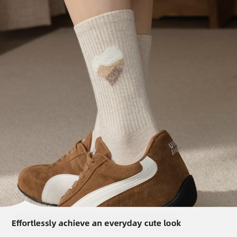 100% Cotton Socks, Women's Mid-calf Socks, Pure Cotton Pile Socks, All-cotton Boneless Socks for Autumn and Winter