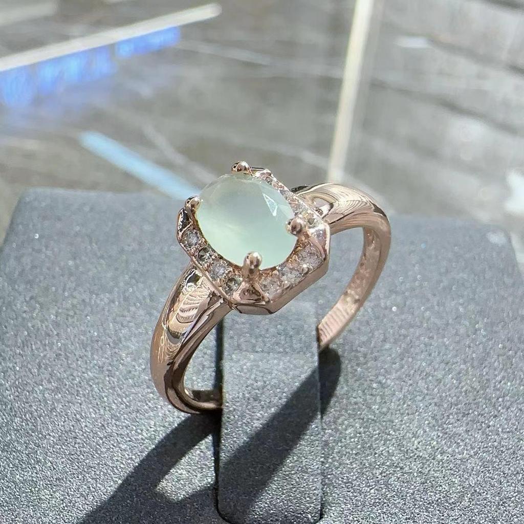 Gulkina Rose Gold Jewelry Set with Prasiolite: Earrings and Ring, Xinjiang Kazakh Design