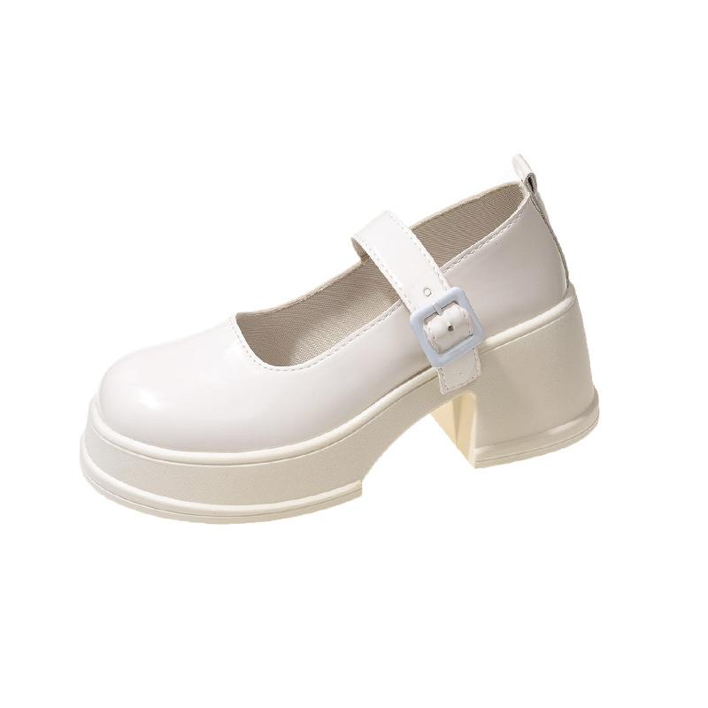 

Туфли женские Мэри Джейн на толстой подошве, весна и осень, однотонные, удобные, толстые, с неглубоким горлом, маленькие кожаные туфли, женская модная обувь 38