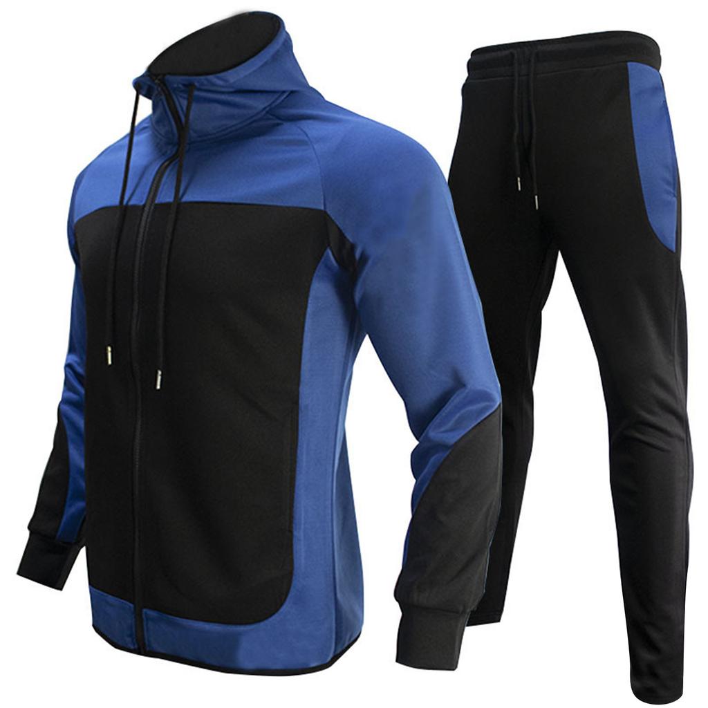 Herren Jogginganzug Sport Hoodie Set Zweiteilige Jacke mit Kapuze und Taschen