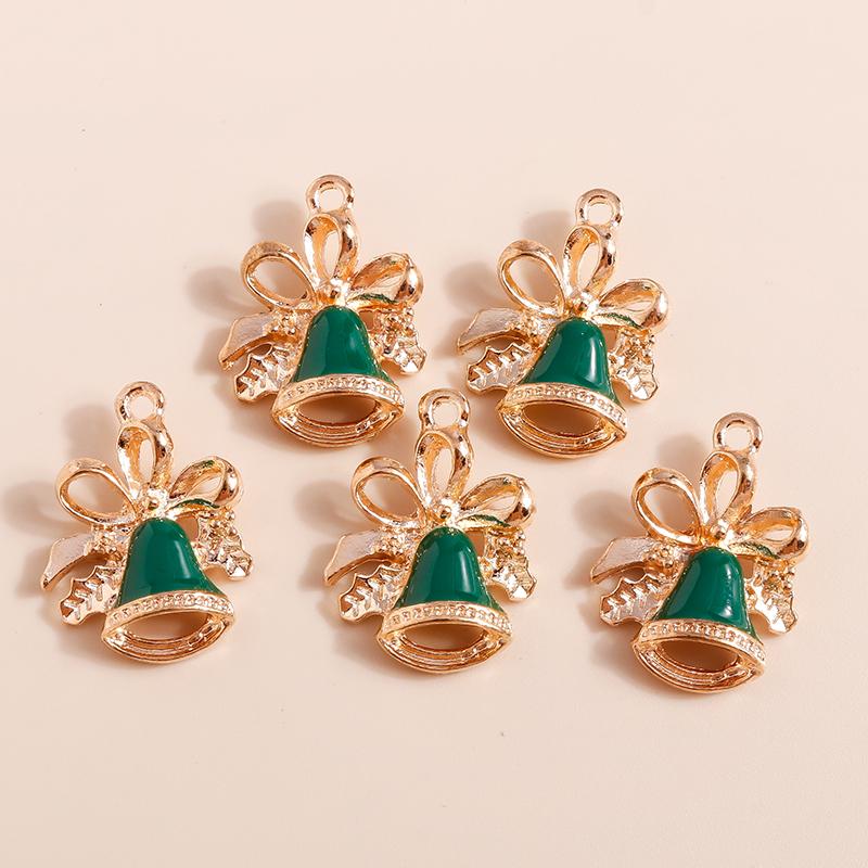 10pcs 16*21mm Enamel Christmas Bell Charms DIY for Bracelets Pendants Earrings Making Creative Gift Charms Jewelry Accessories