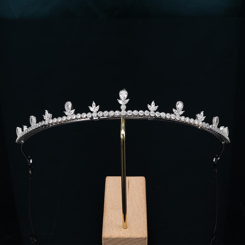 00215 Tiara Crowns Crystal Headband Princess Zircon Bride Headbands Bridal Wedding Prom Birthday Party Jewelry Accessories белый