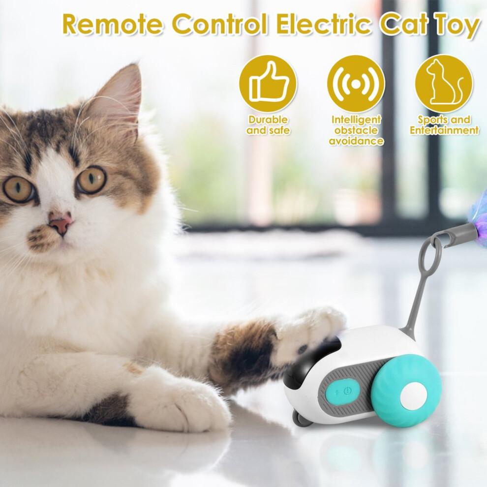 Estbridge Interactive Cat Toy, USB Rechargeable, Auto & Remote Control, Obstacle Avoidance, Dual Mode Smart Electric Cat Toy