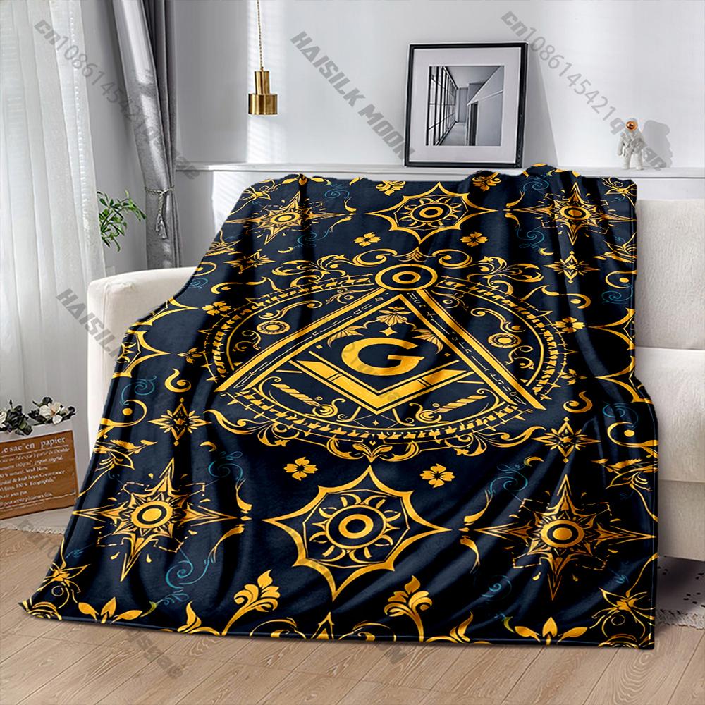 Large Size Lightweight Classic M-Freemas0nry Print Blanket Super Soft Cozy Home Bed Sofa Office Camping Shawl Blanket Great Gift