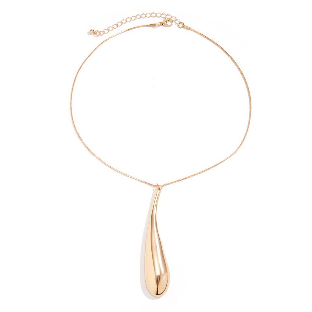 Exaggerated Punk Style Big Water Drop Pendant Necklace, Fashion Trend Geometric Metal Collarbone Chain