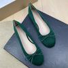Fashion Flat Shoes for Women's 2025 New Retro Ballet Shoes Butterfly Knot Suede Shallow Round Toe Women's Shoes Large Size 44 43 42