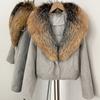 Autumn and winter natural real removable fox fur collar jacket new daily versatile commuter style duck down jacket women