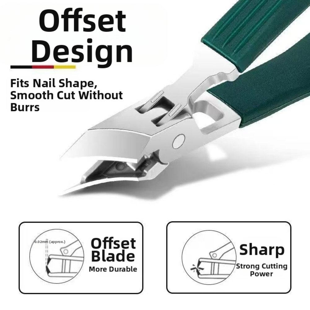 Stainless Steel Nail Trimmers with Slant Edge Anti Splash and Oblique Beak Design for Ingrown Toenail Care Ergonomic Nail Tool