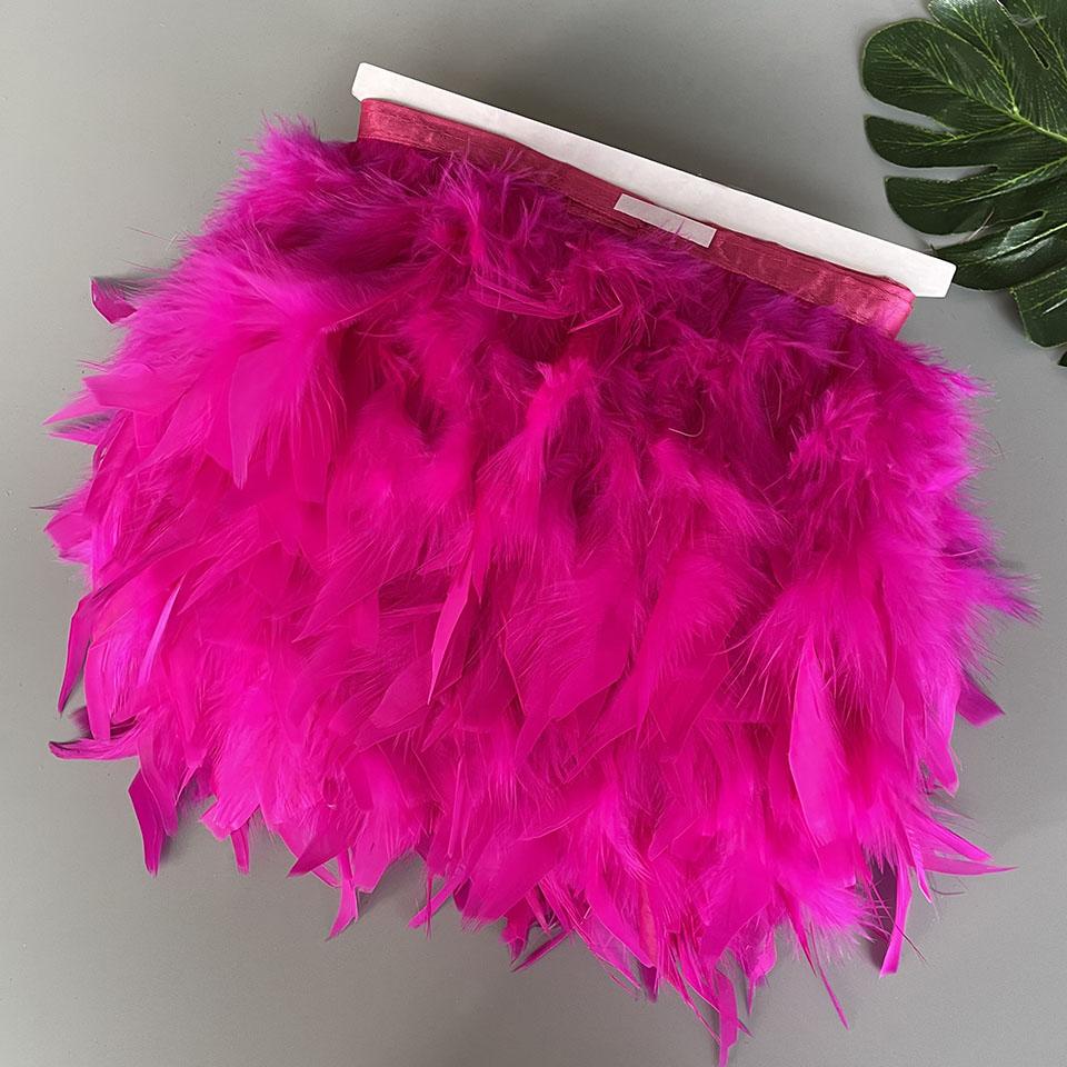 Fluffy Turkey Feathers Trim Fringe Ribbon 10Meters Marabou Feather On Tape Fringes Sewing Trimmings DIY Clothes Dress Decoration