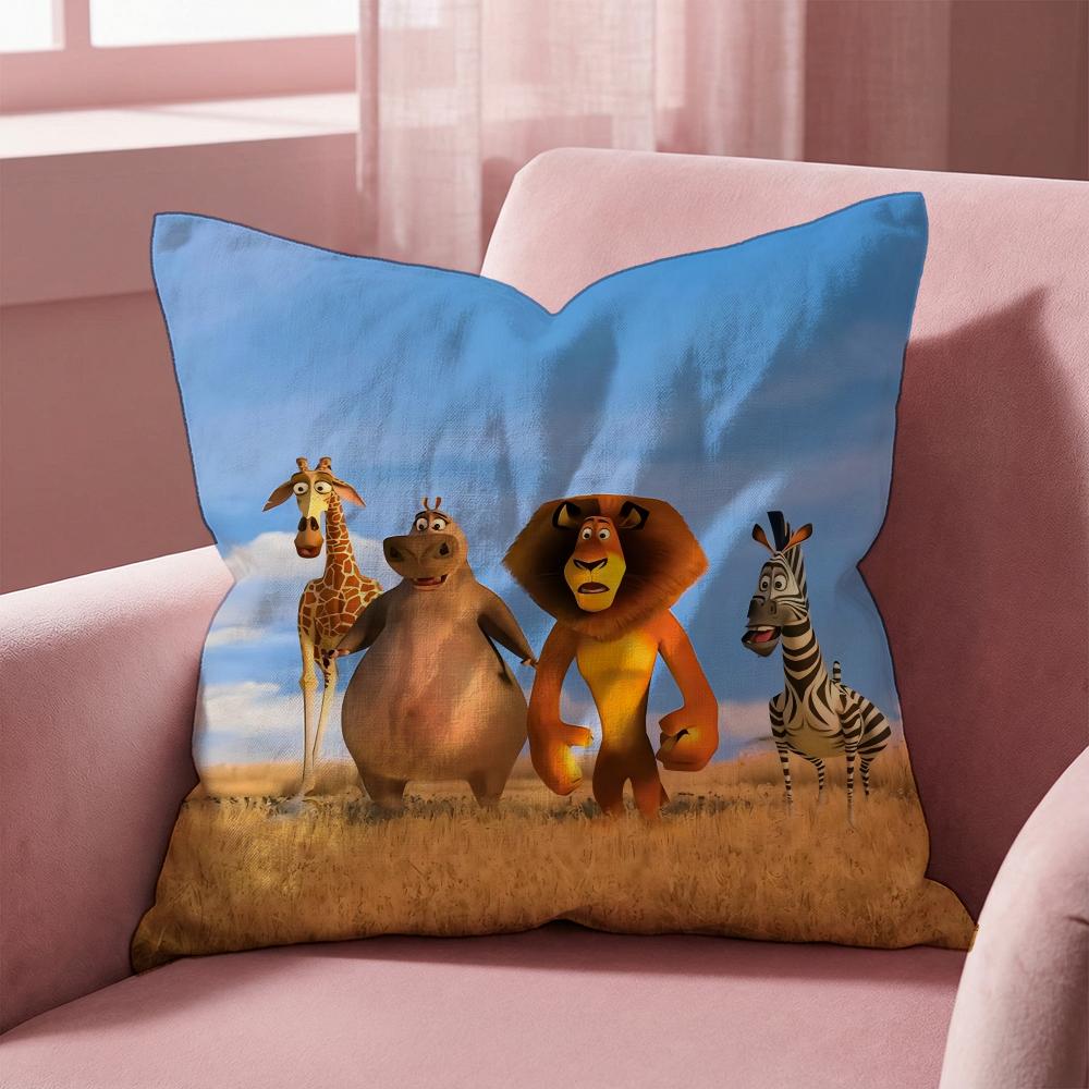 Movie M-MadagascarS Cushion Cover Multi-Scene Pillow Cover for Home & Car - Reversible, Soft & Durable for Daily Use
