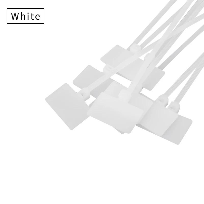 100pcs Easy Mark 4*150mm Nylon Cable Ties Tag Labels Plastic Loop Ties Markers Cable Tag Self-locking Zip Ties