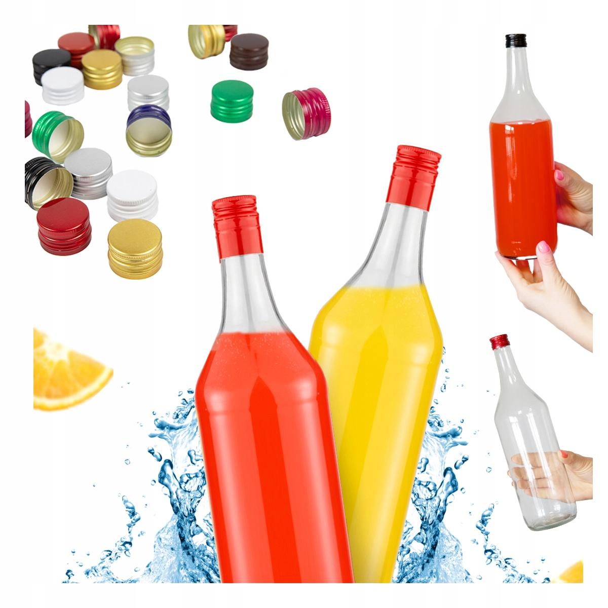 10x Glazen Flessen Monopolowe 1L 1000 Ml Voor Wodka Sap Likeuren Met Schroefdop