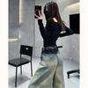 Women's Retro Distressed Gradient High-Waisted Wide-Leg Jeans - Early Autumn Collection