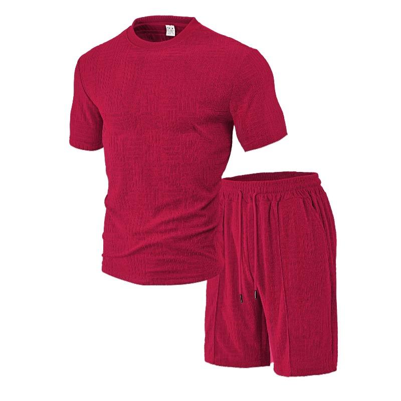 

Летний новый мужской повседневный свободный спортивный костюм с шортами и футболкой-поло XXXL бордовый