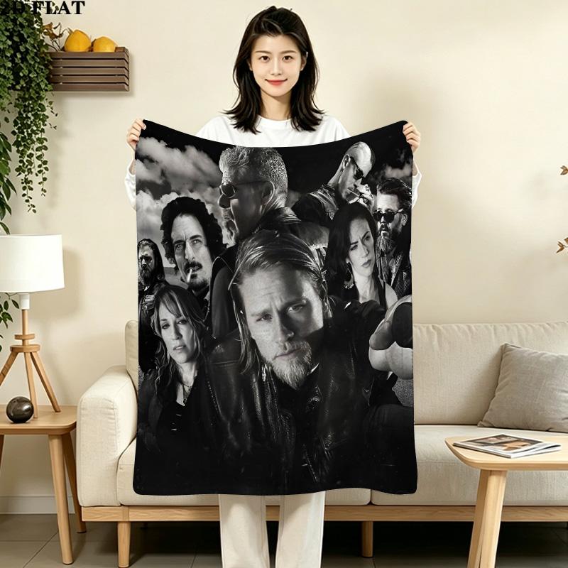 1PC Charles Matthewsons Anarchy Patterned Flannel Blanket Suitable For All Seasons For Home Decor Warmth And Comfort Gifts Holiday Present