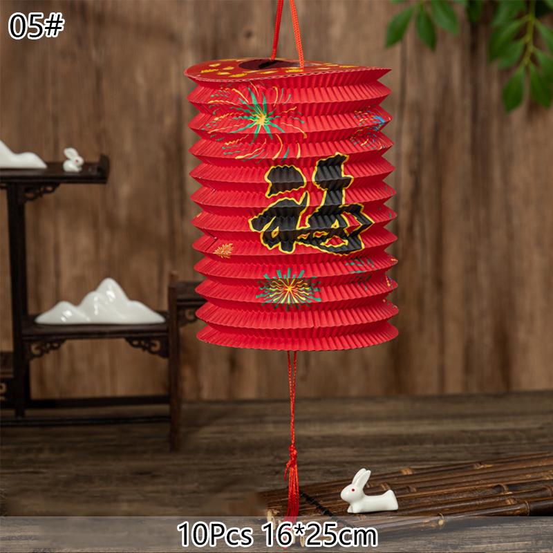 10/12Pcs Chinese Style Traditional Mid-Autumn Festival Hanging Paper Lantern Organ Design Spring Festival Decor New Year Lantern