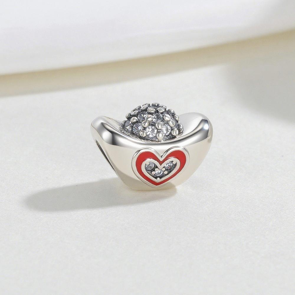 New Copper Charm New Year Gold Ingot Heart Bead Jewelry Piece Designing For Classic Bracelet Women Fashionable Jewelry DIY Style Gifts