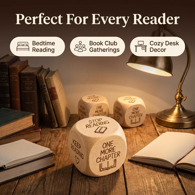 Handmade Wooden Decision Dice Dual Purpose For Quilting Sewing & Book Reading Lover Engraved Choice Cube Funny Desk Decor Gift