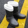 Medium Tube Rain Shoes Women's Rubber Shoes Wear Non-slip Water Boots Water Shoes Velvet Kitchen Work Outdoor Short Rain Boots
