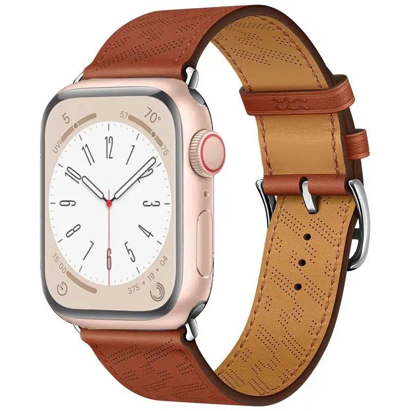 Leather Strap for Apple Watch 46mm 45mm 41mm 44mm 40mm 42mm 38mm 49mm 44 mm Band for iWatch Series Ultra 10 9 8 7 6 5 4 SE Belt