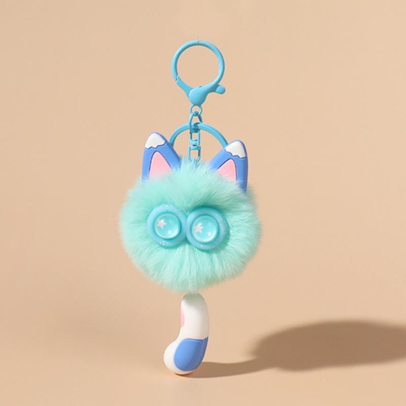 Niedlicher Rexkaninchenhaar Kätzchen Schlüsselanhänger Anhänger Mädchen Herz Plüsch Cartoon Puppe Puppe Taschenzubehör Geschenk