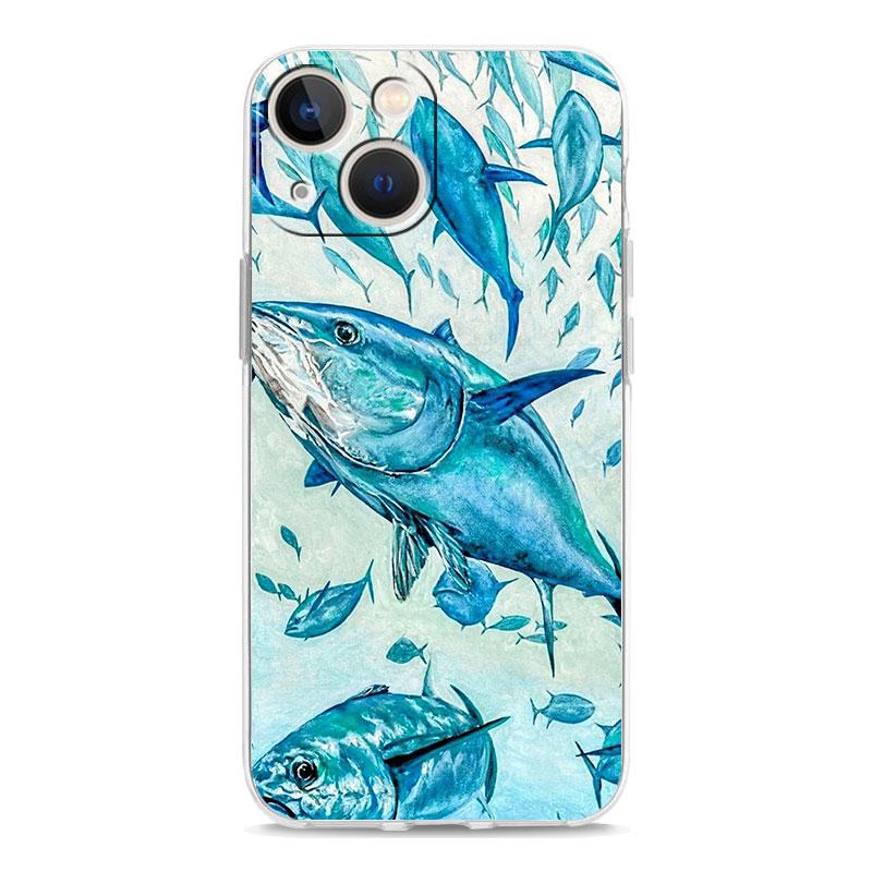 

Phone Case For iPhone 16 15 14 13 12 11 Pro Max XS X XR 7 8 Plus soft Shockproof TPU Clear Cover Bluefin Tuna iPhone 7 8 SE