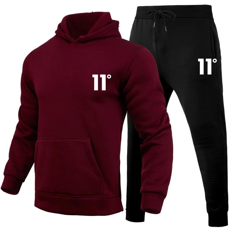 Simple Fashion Outdoors Men's Tracksuit Sports Daily Jogging Hot Sale Men Hooded Single Piece Sportswear and Sweatpant Man Suit