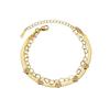 Double Layer Titanium Steel Gold Plated Heart Butterfly CZ Crystal Bracelet Women Fashion Chain Jewelry