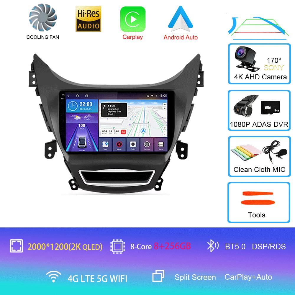 Car Radio Android 14 Carplay Auto For Hyundai Elantra I35 2011 2012 2013 2014 2015 2016 Multimedia Player WIFI+4G BT 2Din Stereo