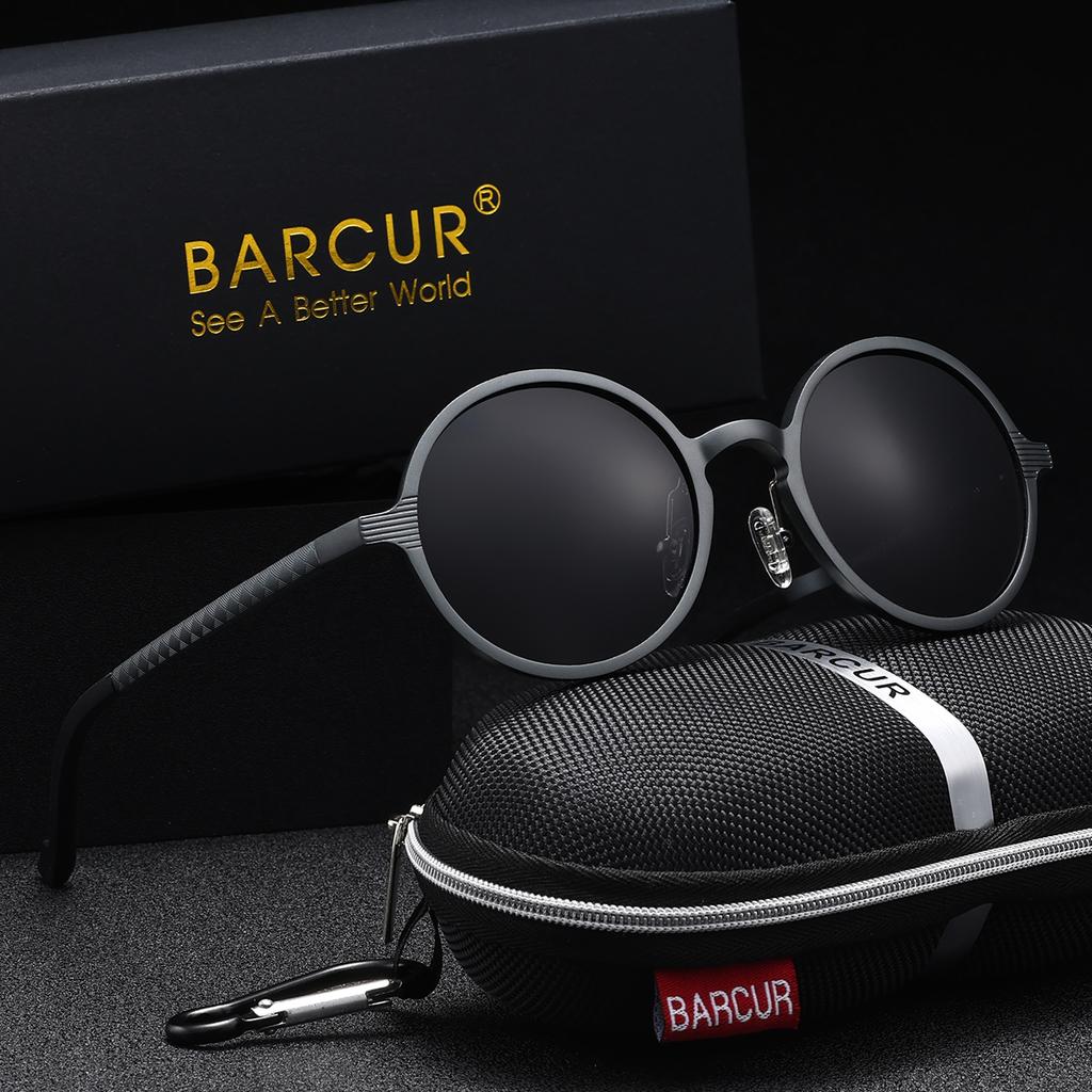 Gafas de Sol Polarizadas BARCUR de Lujo Vintage Exquisitas para Mujer con Montura Circular Metálica de Alta Calidad UV400 Gafas de Sol para Hombre