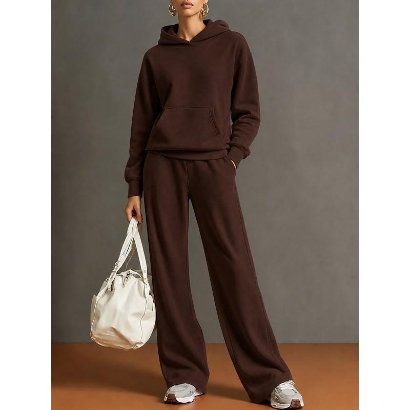 2026 Herbst Winter Damen Freizeit Kapuzenpullover Weite Hosen Set Locker Sportbekleidung