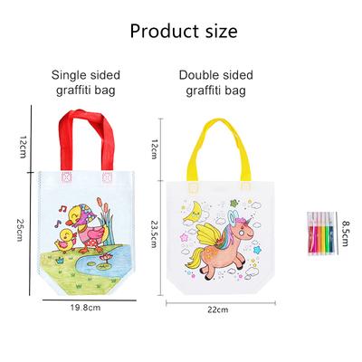 5/10pcs Handheld Bag Non-woven Fabric Graffiti Marker Pen Student Tutoring Bag Book And Stationery Storage Bags Reusable TMZ