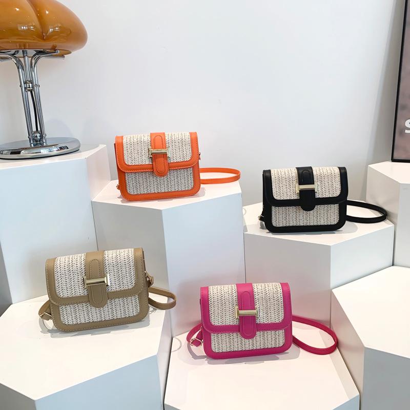 2024 Spring/Summer Women's Knitted Colorblock Straw Handbag – Mori Style