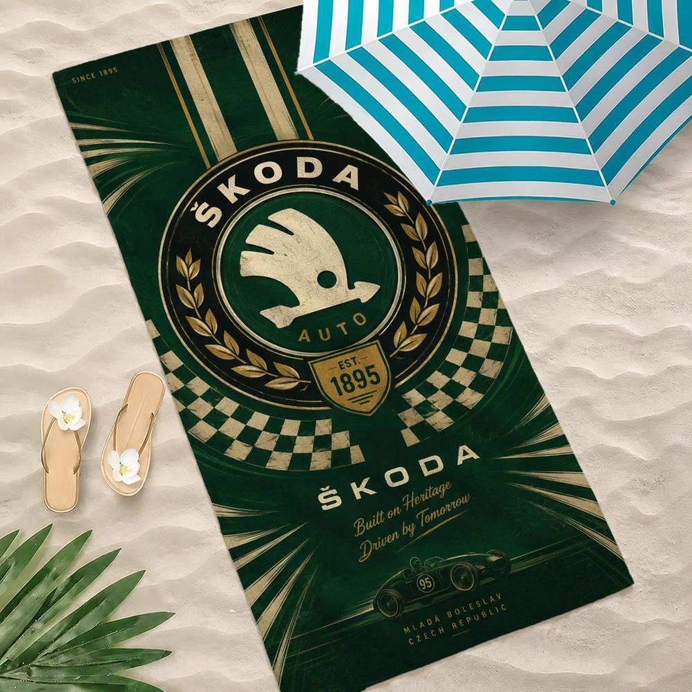 Car Brand S-Skoda Towel Towel beach towel, quick drying absorbent bath towel for Swim,Gym,Camping,Outdoor hot