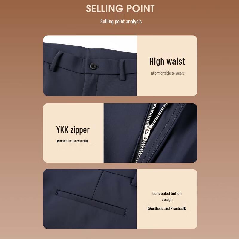 TRIES Men's Business Casual Straight-Leg Pants