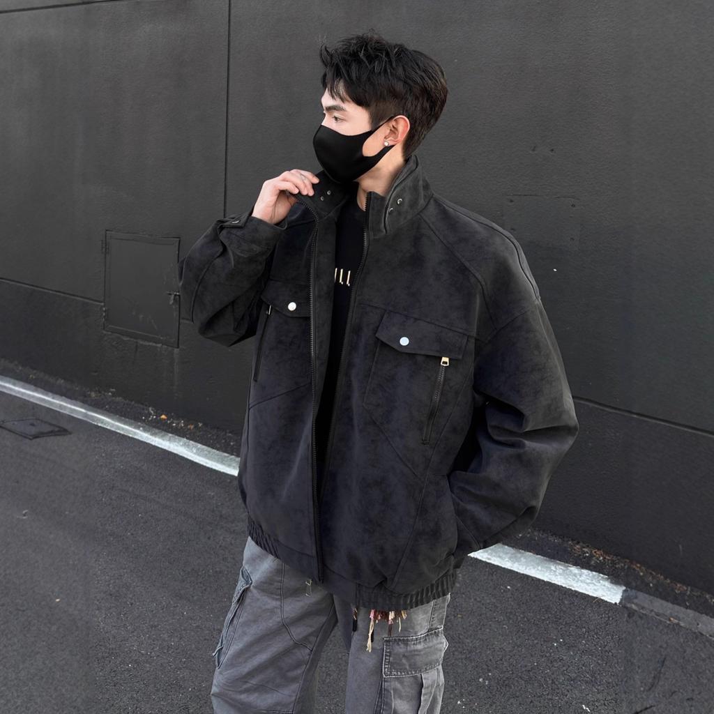 PU Lederjacke Herren Herbst und Winter Schön Stehkragen Retro Workwear Herren Lederjacke Herrenbekleidung