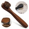Brosse à récurer pour chaussures avec poils de crinière doux et fins, Long manche en bois, brosse de nettoyage à tête arrondie pour chaussures en cuir, baskets